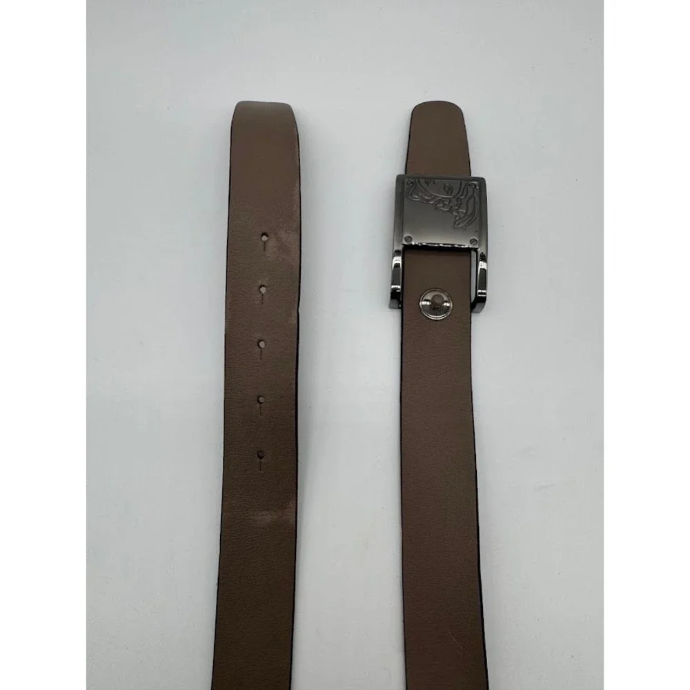 Versace Collection Mens Taupe Leather Medusa Buckle‎ Belt Made in Italy Size 38
